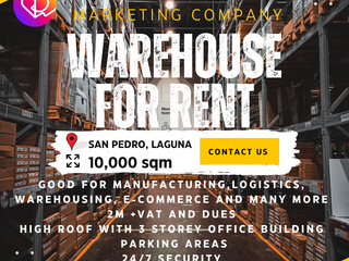 1 Hectare 3 Phase Warehouse and Office Building for Rent in San Pedro, Laguna