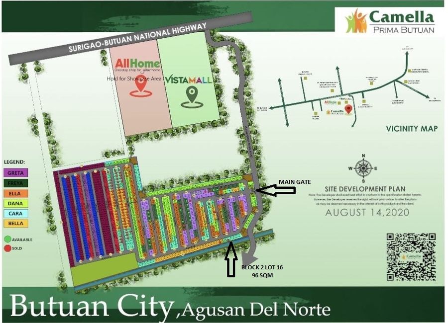 LOT FOR SALE in Camella Prima Butuan with an Area of 96 sqm, Block 2 Lot 16