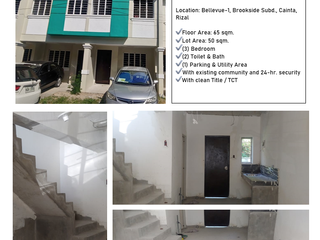 2- Storey Townhouse For Sale In Bellevue - I, Brookside Subd., Cainta Rizal