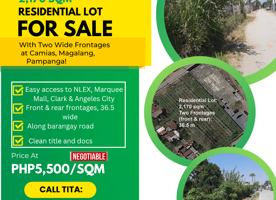 For Sale: Spacious 2,170 sqm Residential Lot w/ Two Wide Frontages in Magalang, Pampanga!