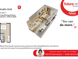 Facing amenities Studio Unit (2nd floor) at Futura One Condo Dagupan