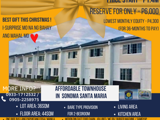 Murang Bahay sa SANTA MARIA BULACAN- SONOMA RESIDENCES available units near Entrance Gate