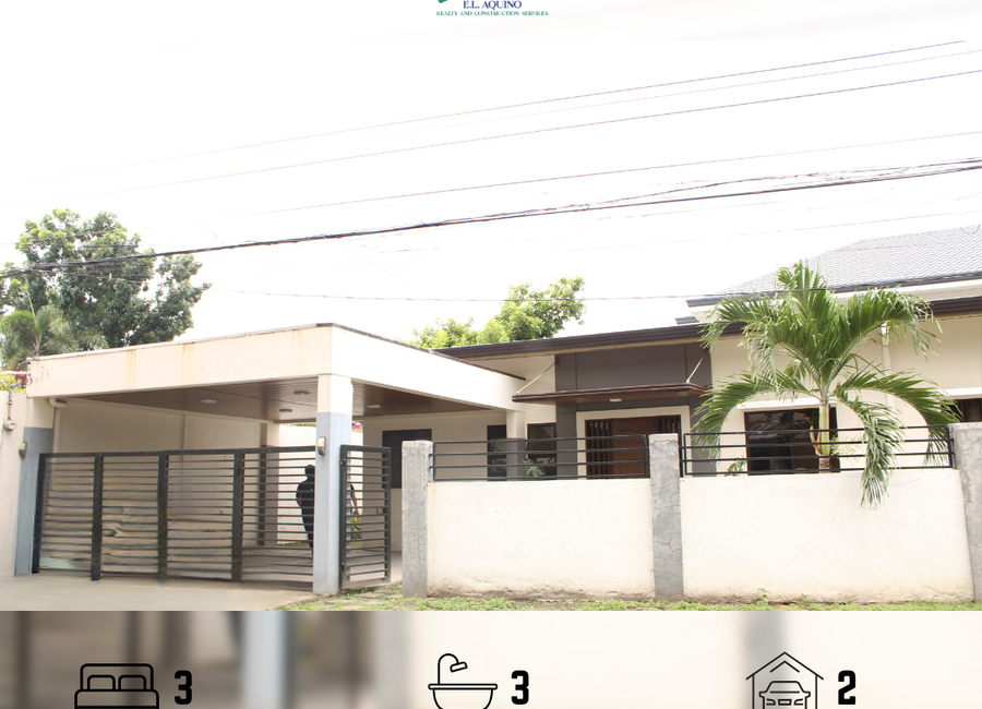 396 sqm Lot with 3 Bedroom Bungalow House For Rent in Angeles City ...