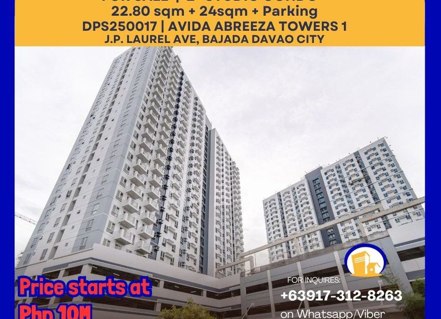 Studio Unit with Parking Space for Sale in Avida Towers Abreeza Bajada ...