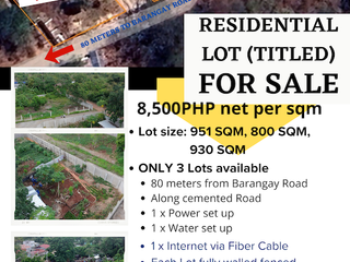 DREAM  LOTS PRIME LOCATION  FOR SALE  ( 951 SQM, 800 SQM, 930 SQM,) ALL TITLED