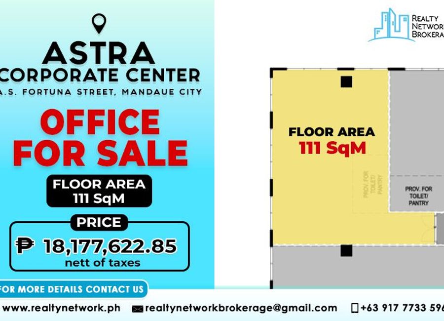 111 SqM Office For Sale in Astra Centre AS Fortuna Mandaue City