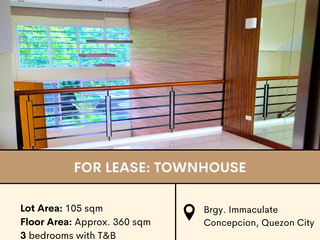 FOR LEASE Townhouse in Brgy. Immaculate Concepcion, Quezon City