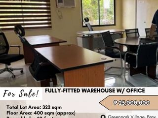 For Sale: Fully-Fitted Warehouse located at GreenPark Village, Brgy. San Isidro, Cainta, Rizal -Near Marcos Highway