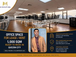 Office Space for Lease Rent 1,000 sqm in Araneta Quezon City Ready to Move-in