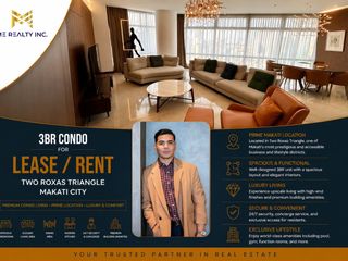 3-Bedroom Condominium Unit for Lease Rent in Two Roxas Triangle Makati City