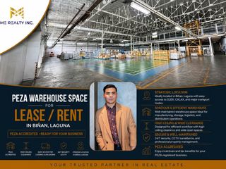 PEZA Warehouse Space for Lease Rent in Biñan Laguna
