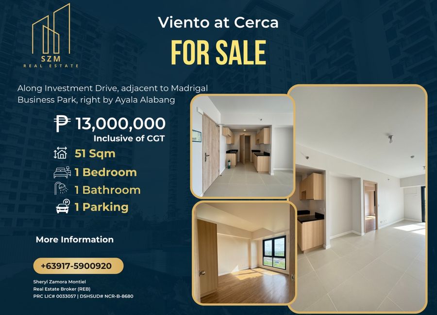 FOR SALE Viento at Cerca Alabang by Alveo Land 1 Bedroom