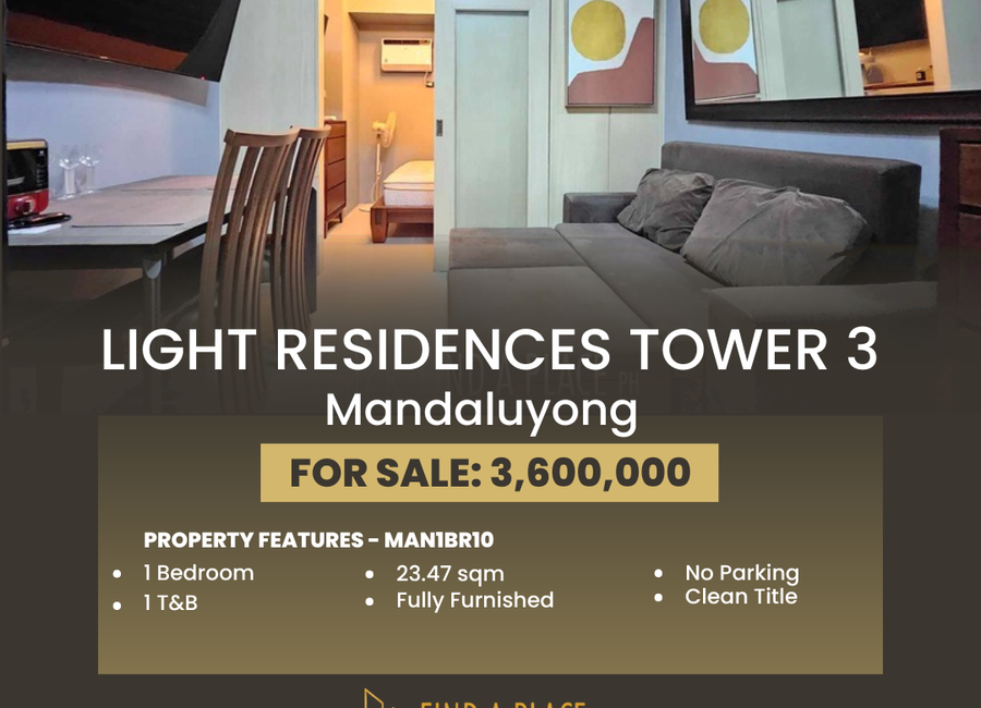 FOR SALE LIGHT RESIDENCES 1 Bedroom Furnished