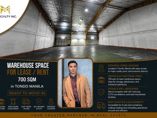 Warehouse Space for Lease Rent 700 sqm in Tondo Manila