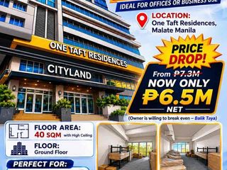 For Sale Commercial Space in One Taft Residences Manila open for Bank Financing
