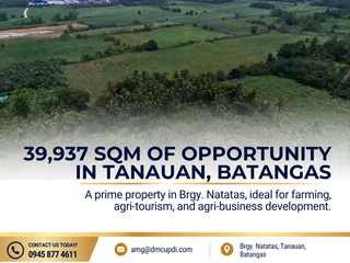 For Sale: Agricultural Property in Natatas-Balele, Tanauan, BatangasA 39,937-SQM property in Tanauan, Batangas, offering space to grow your farming, a