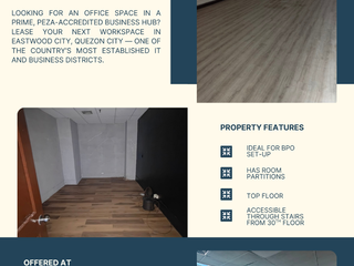 Eastwood Office Ideal for BPOo or IT For Lease, Quezon City
