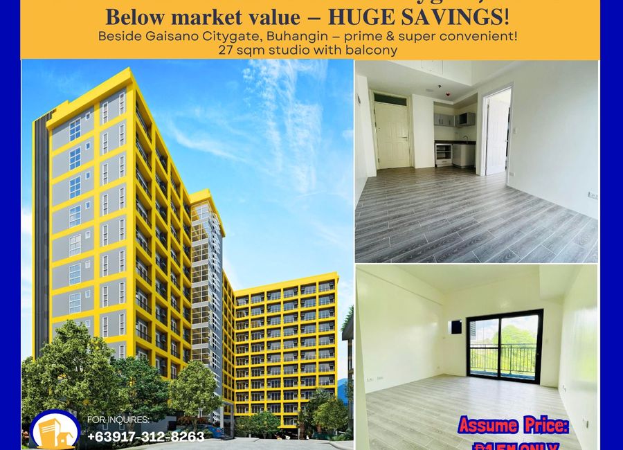 For Assume Below Market Value Studio unit in Amani Grand Citygate Davao City