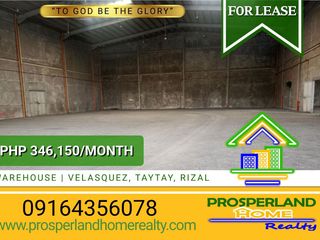 WAREHOUSE FOR LEASE IN  VELASQUEZ, TAYTAY, RIZAL