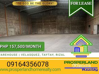 WAREHOUSE FOR LEASE IN VELASQUEZ, TAYTAY, RIZAL