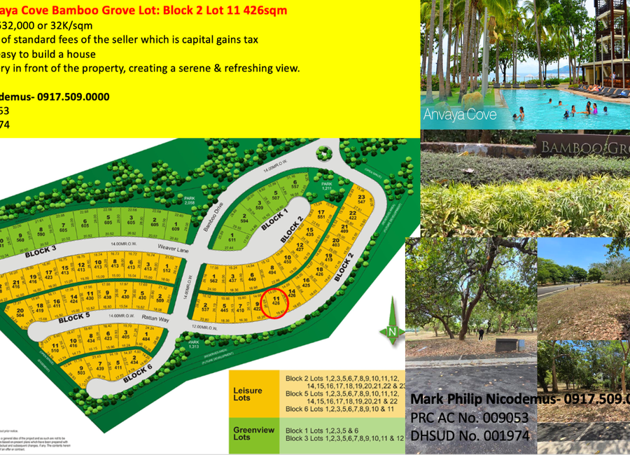 Rush Sale: Anvaya Cove Bamboo Grove Lot: Block 2 Lot 11 426sqm