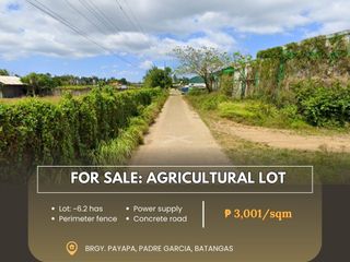For Sale:  Agricultural  Lot located at Brgy. Payapa, Padre Garcia, Batangas