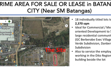 PRIME COMMERCIAL LOTS FOR SALE/LEASE IN BATANGAS CITY