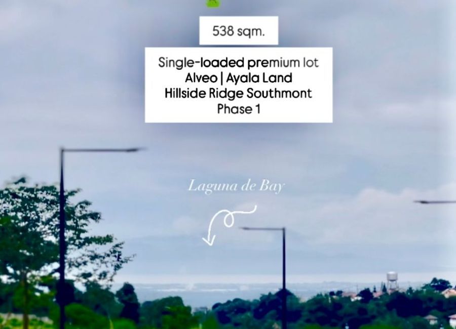 PRIME INVESTMENT LOT | Hillside Ridge Phase 1 | 538 sqm | ₱12.9M (24k psm) | Single-Loaded | Alveo Land | Silang, Cavite