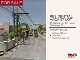 FOR SALE: Vacant lot in BF Northwest, Brgy. BF Homes, Paranaque City