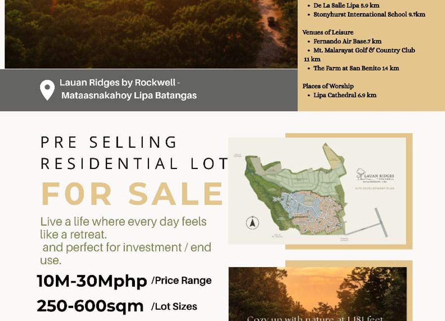 Prime Residential Lot For Sale in LIPA by Rockwell