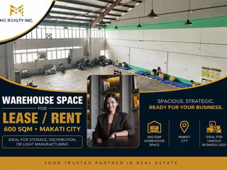 Warehouse Space for Lease Rent 600 sqm in Makati City