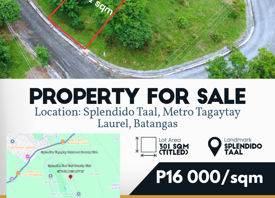 Overlooking Residential Lots Available in Splendido Taal Residential Estate – Metro Tagaytay, Near Twin Lakes.