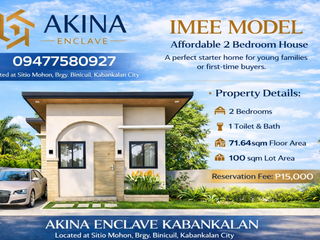 2 Bedroom House and Lot for Sale in Akina Enclave Kabankalan, Brgy. Binicuil, Kabankalan City