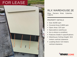 FOR LEASE: RLX Warehouse in Calamba, Laguna