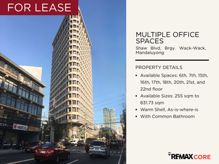 FOR LEASE: Multiple Office Spaces in Mandaluyong City