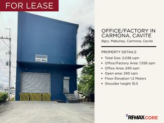 FOR LEASE: Office/Factory in Carmona, Cavite
