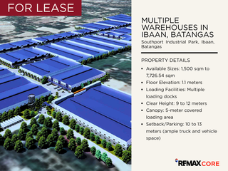 FOR LEASE: Multiple Warehouses in Ibaan, Batangas