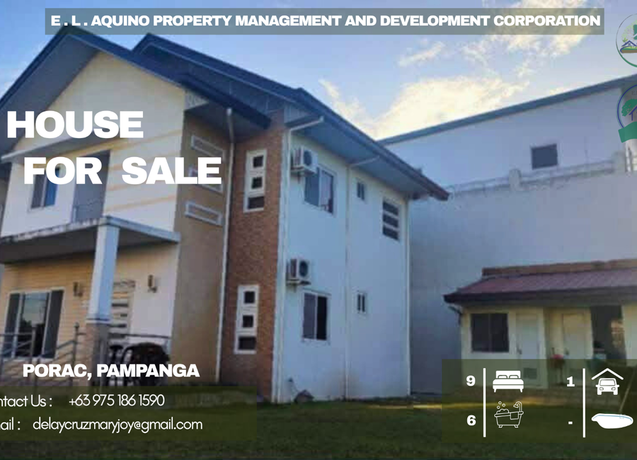 9 BEDROOMS, 6 BATHROOMS HOUSE FOR SALE LOCATED IN A SECURED SUBDIVISION AT PORAC PAMPANGA