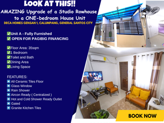 For Sale Upgraded Studio Rowhouse to 1-Bedroom Unit in Deca Homes Gensan 1, Calumpag, General Santos City