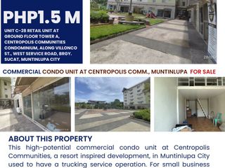 Cheapest Retail Condo Unit FOR SALE Located AT CENTROPOLIS COMMUNITITES, Muntinlupa City