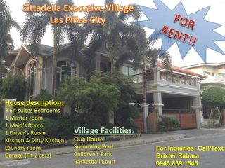 5 Bedroom House for rent in Cittadella Executive Village, Pulang Lupa Dos, Metro Manila