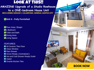 Affordable 1-Bedroom Fully Furnished Rowhouse for Rent in Deca Homes Gensan 1, Calumpang, General Santos City