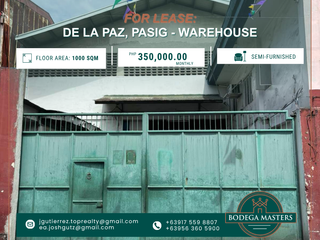 FOR LEASE: 1,000 SQM Prime Warehouse in De La Paz, Pasig City