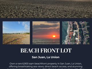 RARE SAN JUAN LA UNION BEACH LAND LOT FOR SALE WIDE FRONTAGE 50k/sqm
