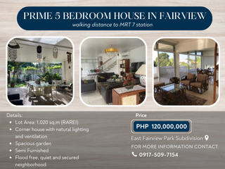 Prime 5 bedroom house for sale in East Fairview Park, Fairview, Quezon City