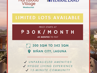 EXCLUSIVE LOTS FOR SALE: Hartwood Village at Meadowcrest, Biñan, Laguna