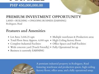 INDUSTRIAL INVESTMENT OPPORTUNITY IN RODRIGUEZ, RIZAL