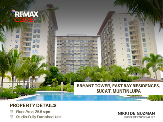 FOR SALE: Fully Furnished Studio Unit at Bryant Tower, East Bay Residences, Sucat, Muntinlupa