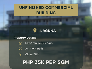 Prime 5,006 sqm Large Development Site with Unfinished Building in Sta. Rosa Laguna