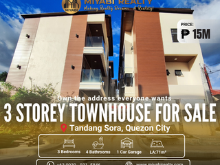 Ready For Occupancy  15M 3 Storey Compound Type Townhouse in Tandang Sora Quezon For Sale - LSS